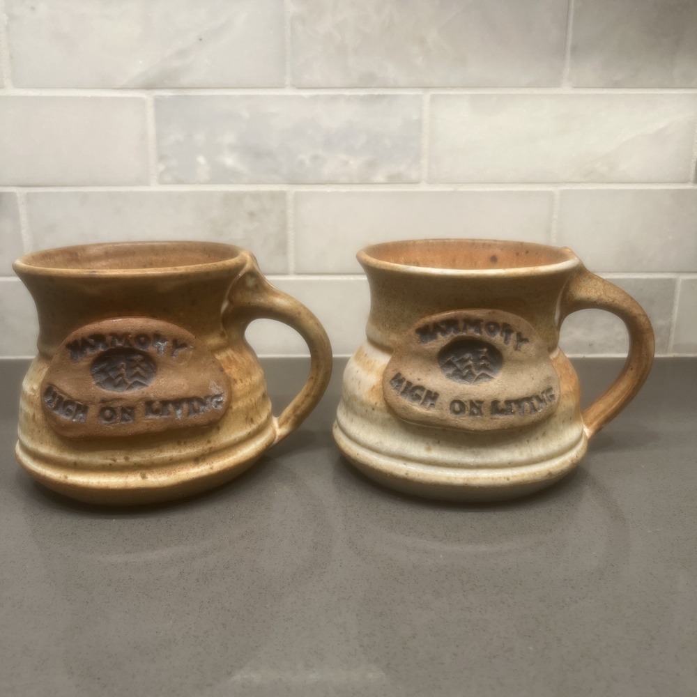 2-handcrafted stoneware pottery coffee mug  "HIGH ON LIVING"
